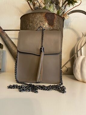 Borse in Pelle Genuine Taupy Gray Leather Crossbody - Made in Italy